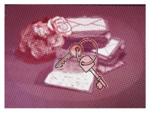 Paul Coldwell, Still Life with Keys, Inkjet + laser cut relief, 2012. Image size 47 x 64cms, paper size 59 x 84cms copyright the artist, reproduced with permission