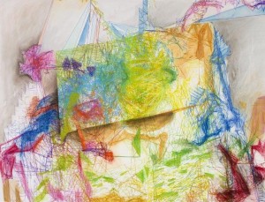 Susan Rosenberg, Hide n Seek at the Atelier, pastel, graphite, archival ink on paper, 112 x 82.5cms, 2013